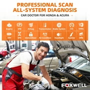Foxwell NT510 Elite Automotive Bi-directional Scan Tool Fits for Honda Acura OBD2 Scanner All System All Resets Car Diagnostic Scanner Engine Code Reader ABS Bleeding SAS Calibration, Free Update