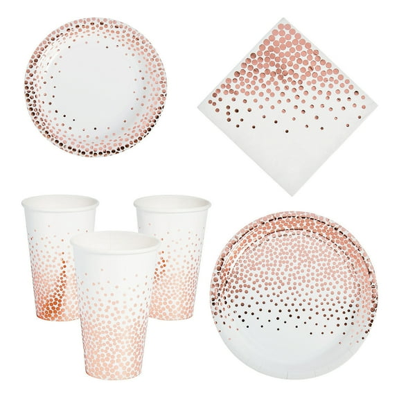 Rose Gold Dot Tableware Kit for 24 Guests, Party Supplies, Birthday, Party Favors, 104 Pieces