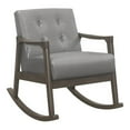 thumbnail image 1 of Lexicon Auden Mid-Century Wood & Faux Leather Rocking Chair in Light Gray, 1 of 7