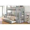 thumbnail image 3 of Twin over Twin Bunk Bed with Trundle and Storage, Gray, 3 of 12