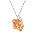 thumbnail image 1 of Delight Jewelry Acrylic Medium Triple Leaf Pearly Orange Silvertone Believe Faith Prayer Hope Bar Charm Necklace, 23", 1 of 4