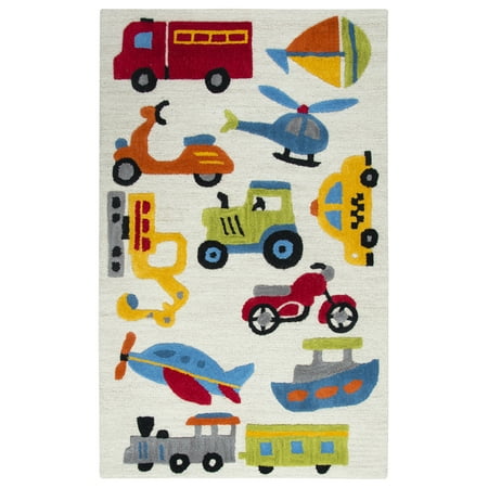 Gatney Rugs Longford Area Rug Pd579a Ivory Vehicles Cars 3 X 5