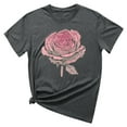 thumbnail image 5 of RYDCOT Short Sleeve Tops for Women 2025 Trendy Rose Graphic Tee T Shirt Loose Fit Summer Casual Crew Neck Tops Blouses&nbsp;Sale Dark Gray, 5 of 5