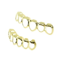 Unique Bargains 1 Set Fake Grills Hip Hop Teeth Grillz Gold Tone