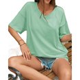thumbnail image 4 of Summer V Neck Women Short Sleeved Solid T Shirt Tops, 4 of 7