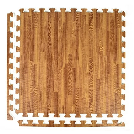 Greatmats Foam Floor Interlocking Dark Wood Grain Design 2 ft. x 2 ft. x 1/2 in. Foam Floor Tiles 25