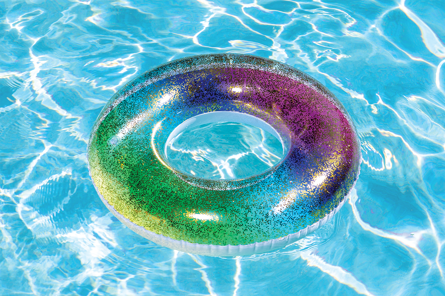 Poolmaster Rainbow Glitter Tube - Inflatable Swimming Pool Float