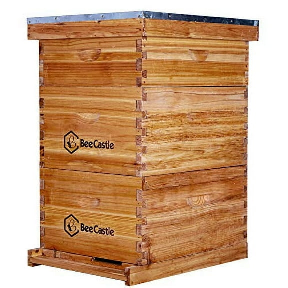 Bee Castle 10-Frame Beeswaxed Complete Bee Hives Kit with 2 Deep Box and 1 Medium Box