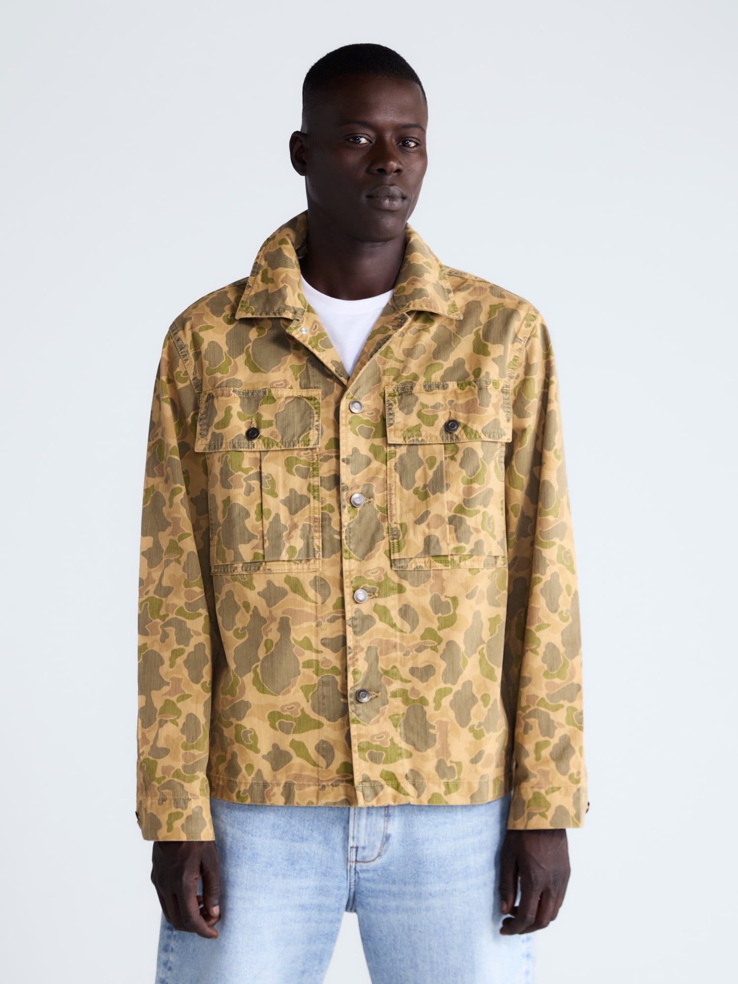 Free Assembly Men's Cotton Camo Utility Jacket, Sizes XS-3XL