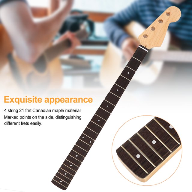 Cuello de guitarra bajo Arce canadiense 4 cuerdas 21 trastes Accesorios de repuesto para instrumentos musicales Piezas de guitarra eléctrica Longitud total 860 mm ANGGREK Otros
