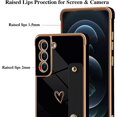 thumbnail image 3 of Designed for Samsung Galaxy S21 FE 6.4" Luxury Case for Women Girls,Soft Silicone Plating Bumper Wristband Holder Case Slim Anti-Scratch Shockproof Love Heart Cute Case(Elegant Black), 3 of 14