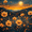 Moonlit Meadow Orange Wildflowers, variant on UXIEQU 12x16 Inch 2D Flat Moonlit Meadow Wall Art Orange Wildflowers Starry Night Rustic Home Decor