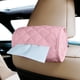 thumbnail image 4 of Caja de pañuelos de cuero para coche, organizador cilíndrico para reposacabezas, compatible con camiones. Rosa, 4 of 6