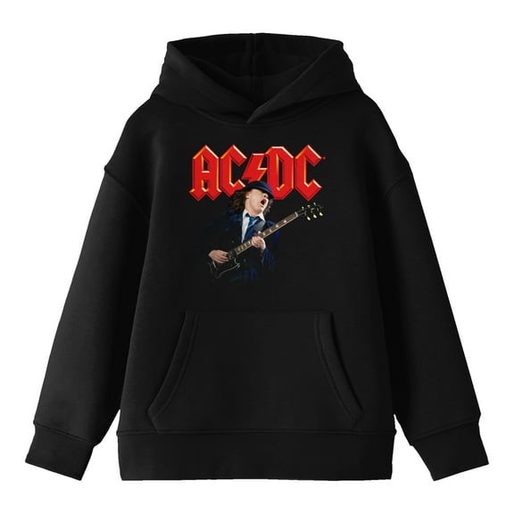 ACDC Angus Young Long Sleeve Youth Black Hooded Sweatshirt-XL