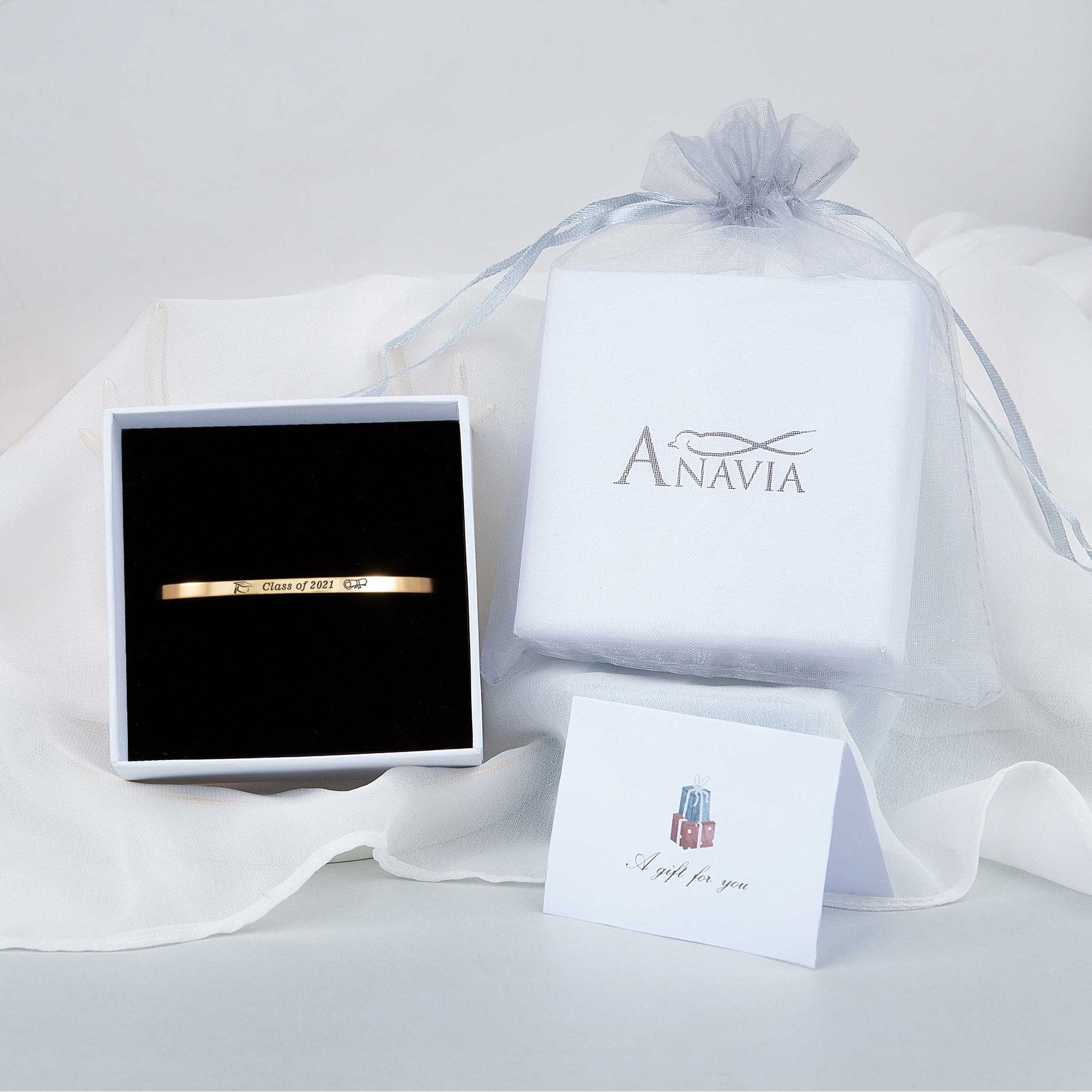"Follow your dreams…" Rose Gold Stainless Steel Graduation Theme Hidden Message Gift for Her Cuff Bracelet with Gift Set