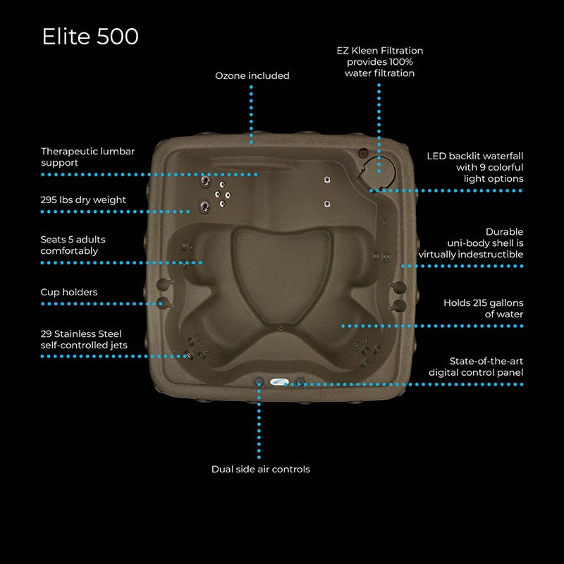 Aquarest Spas AR-500 Premium 5-Person 29-Jet Plug And Play with Ozonator - LED waterfall -2hp pump - Keystone