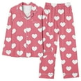 thumbnail image 2 of VBTAPA Womens Pajama Sets Valentine's Day Sleepwear Cute Heart Printed Long Sleeve Button Down Shirt and Wide Leg Long Pants 2 Piece Pjs Set Lounge Sets with Pocket Pink XL, 2 of 5