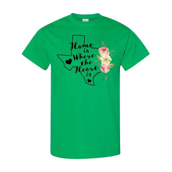 Inktastic Texas Home is Where the Heart is with Watercolor Floral T-Shirt