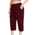 thumbnail image 5 of Womens Elastic High Waisted Capris Pants Plus Size Gym Running Workout Athletic Capri Pants with Pockets, 5 of 9