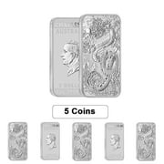 PERTH MINT Lot 5 - 2024 1 oz Silver Australian Dragon Coin Bar $1 BU