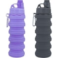 thumbnail image 2 of 2 pieces Foldable Water Bottle Two-Pack for Travel and Sports, Convenient and Portable Silicone Waterproof 500ml Camping Bottles with Climbing Buckle, 2 of 9