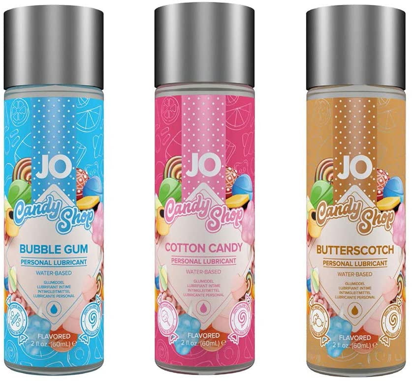 System Jo H2O Flavored Candy Shop Water Based Lubricant 2oz- 3 Flavors - Cotton Candy, Butterscotch, Bubble Gum