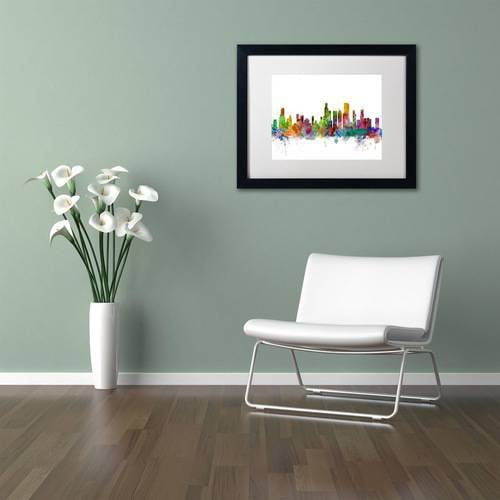 Trademark Fine Art 'Chicago Illinois Skyline' Canvas Art by Michael Tompsett, White Matte, Black Frame
