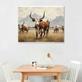 thumbnail image 2 of JEUXUS Large Texas Longhorn Canvas Wall Art Decor Western Farmhouse Cow Cattle Picture Art Prints for Living Room, Kitchen, Bedroom, Office & Home Decor Gift Ready to 20x16in, 2 of 4