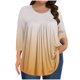thumbnail image 2 of mfyjkho Tops De Moda Para Mujer, Camiseta De Mujer Con Degradado De Color Liso, Estilo Europeo, Informal, De Manga Tres Cuartos Y Cuello Redondo Tops Y Blusas Para Mujer L, 2 of 6
