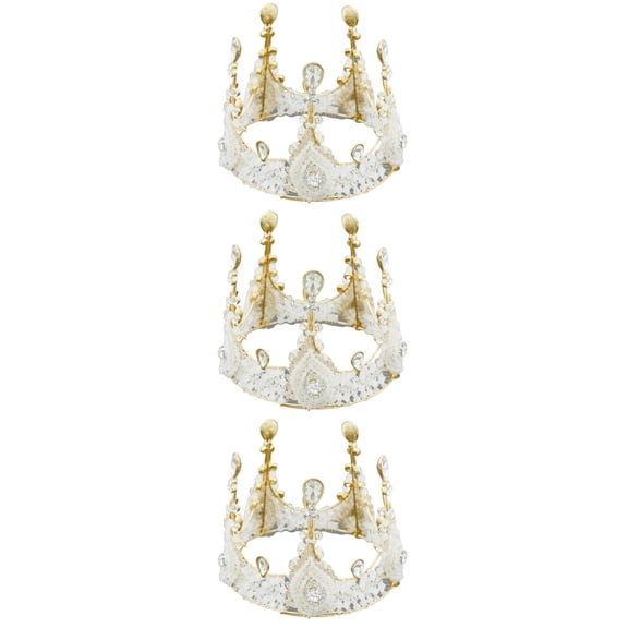 3 PCS Crown for Cake Topper Golden Anniversary Decorations Cake 10.5*15cm