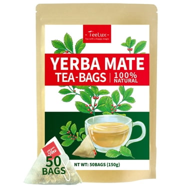 TeeLux Yerba Mate Tea Bags, 3g/bag, Unsmoked Yerba Mate Tea, Rich in Antioxidant, 50 Count
