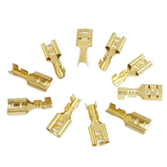 Unique Bargains 10Pcs Car Speaker Bare Brass Female Spade Terminal Cable Connector 6.5mm