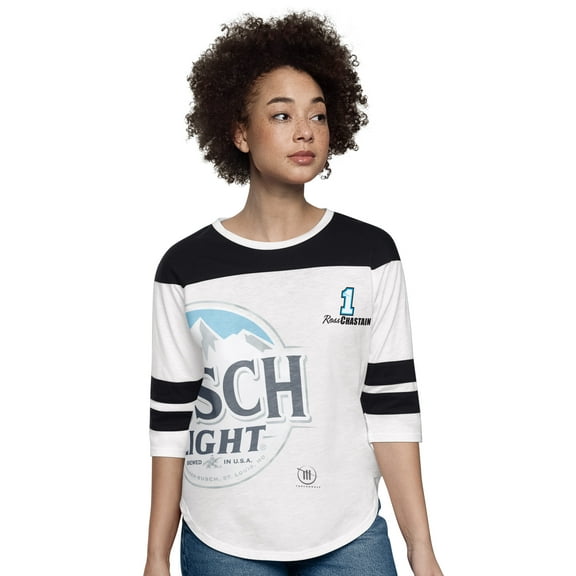 Women's-Starter  White Ross Chastain Grand Slam 3/4-Sleeve T-Shirt