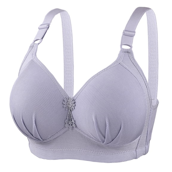 Arnsht Cotton Bras for Older Women Easy Close Bra Soft Comfort Breathable Daisy Bra Comfy Wirefree Everyday Cozy Bras Gray 40
