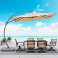 thumbnail image 2 of 10x10 FT Patio Cantilever Umbrella with Base Outdoor Large Square Tilting Offset Umbrellas for Poolside Deck (Champagne, 10x10 FT), 2 of 8