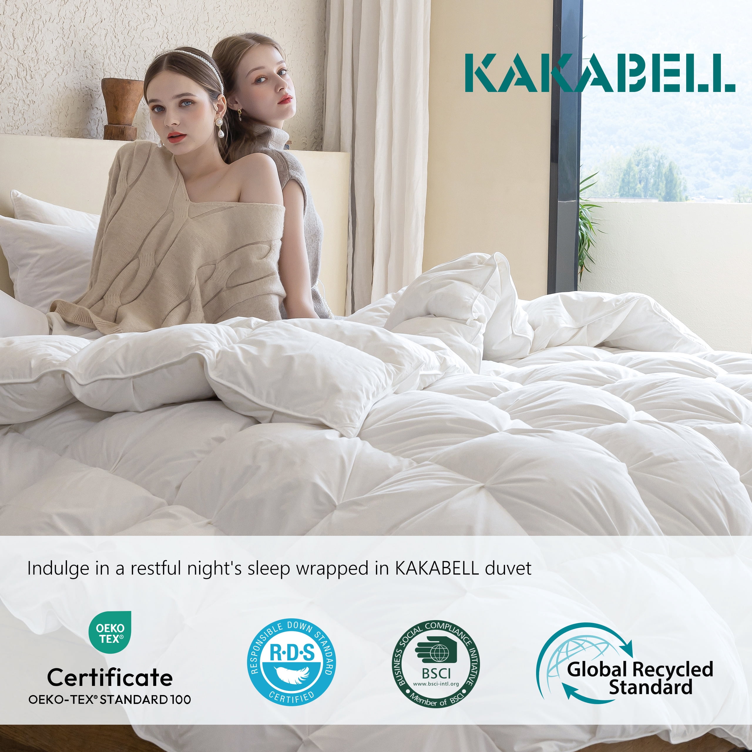 Pinch Pleat Goose Down Comforter All Season-Ultra Soft and Cozy Noiseless Duvet Insert with Egyptian Cotton Cover, Fluffy Warm Comforter