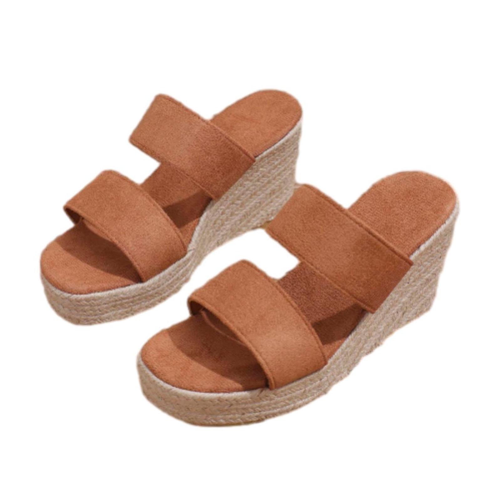 hopeusnice Clearance Women's Wedge Sandals Summer Open Toe Buckle
