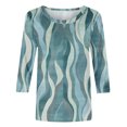 thumbnail image 5 of Viluyesy 3/4 Sleeves T-Shirt Women Round Neck Shirt Tops Relaxed Loose Blouse Multicolor Size 4XL, 5 of 5