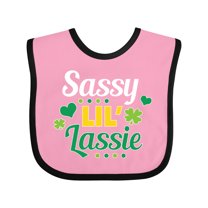 Inktastic Saint Patrick's Day Sassy Lil' Lassie with Shamrocks Boys or Girls Baby Bib