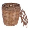 thumbnail image 3 of Wicker Trash Basket for Home Light Brown Wood Material Versatile Storage with Lid 12.5 inches Diameter, 3 of 5