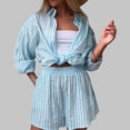 thumbnail image 6 of MAIHAN Linen Set Women Summer Loose Fit Long Sleeve Shirt and Elastic Waist Shorts Women 2 Piece Outfits Sets Casual Matching Lounge Sets Two Piece Outfit, 6 of 7
