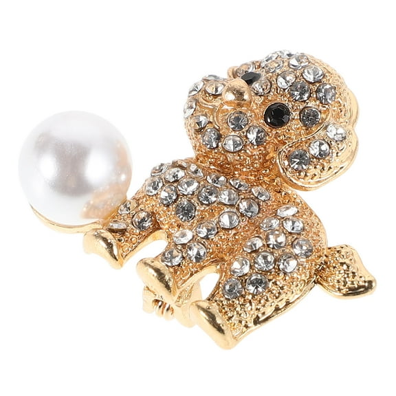 FRCOLOR Stylish Dog Brooch Pin with Rhinestones Elegant Brooch for Jacket Suit Coat Dress Fashionable Brooch for Weddings Evening Parties