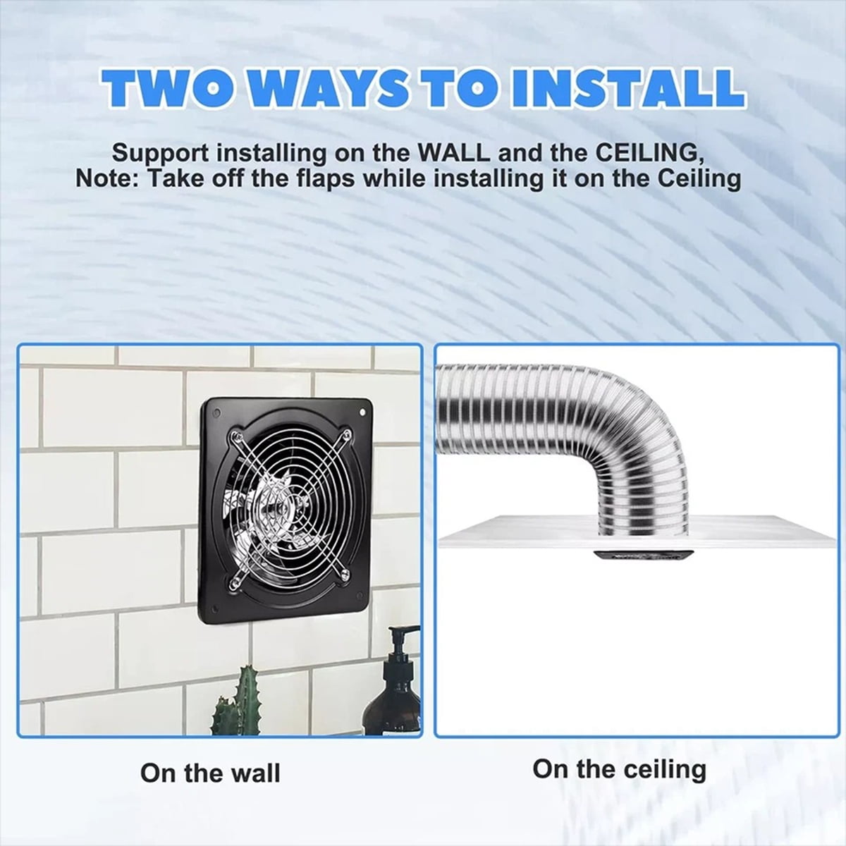 Eurhowing 8 Inch Exhaust Fan, 110V Wall Mount Ventilation Fan with Power Cord, Quiet Exhaust Fan for Kitchen, Bathroom, Laundry Room, Garage