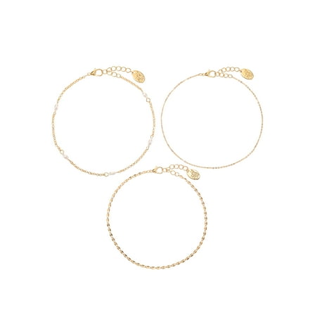 Women's Anklet Set, Cubic Zirconia, 3 Pieces