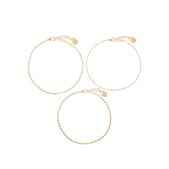 Women's Anklet Set, Cubic Zirconia, 3 Pieces