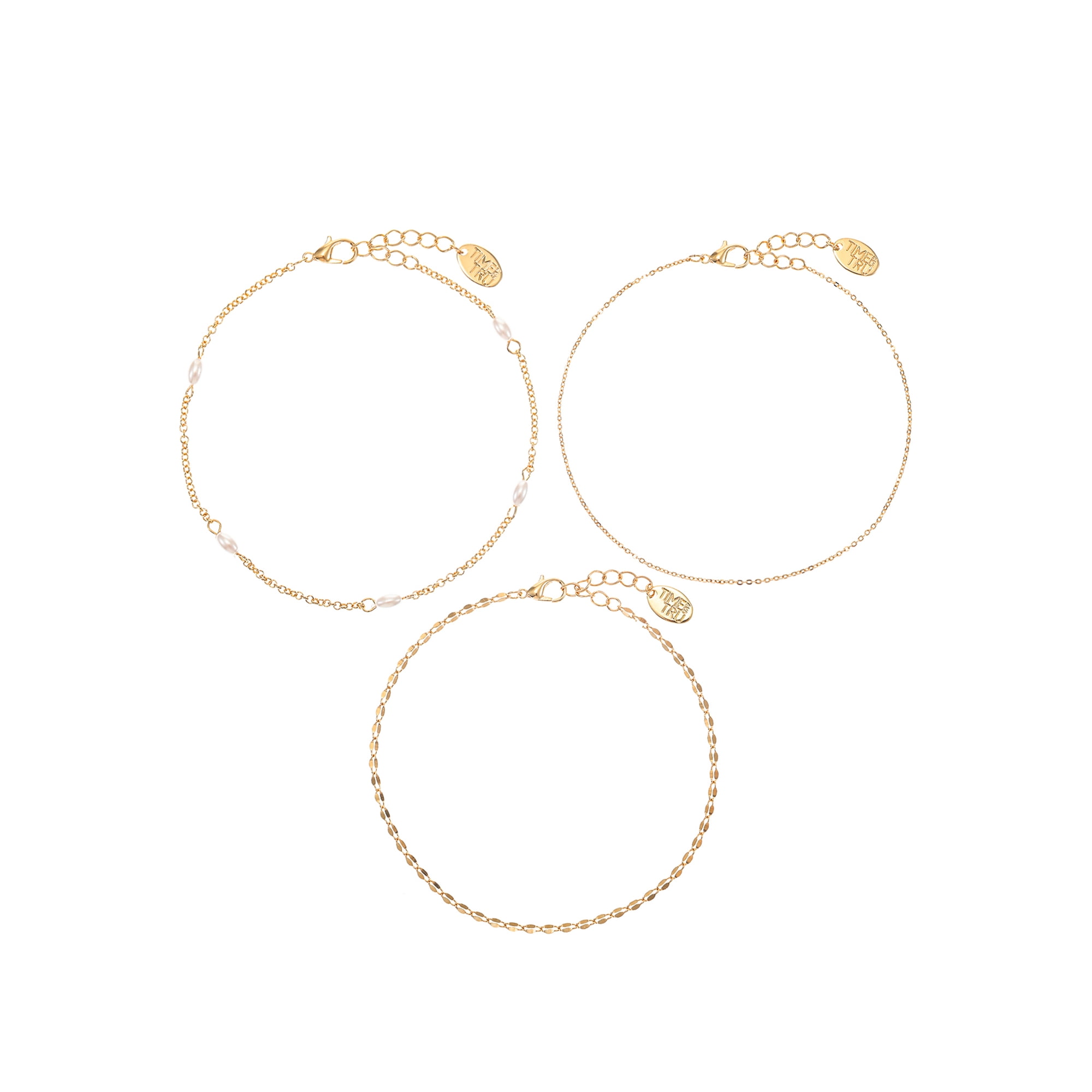 Women's Anklet Set, Cubic Zirconia, 3 Pieces