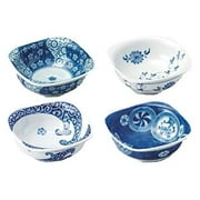 Arita Porcelain Small Bowls Japanese Traditional Patterns Sushi Sashimi Appetizer Dessert Set of 4