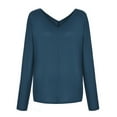 thumbnail image 5 of GigrtiJin Plus Size Tops for Women Long-Sleeved Casual V-Neck Pullover Top Solid Color Basic Loose Shirt Blouse, 5 of 7