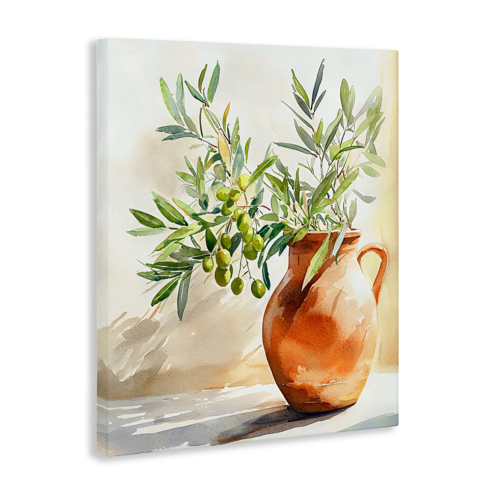 Stupell Industries Olive Branch in Terracotta Vase Canvas Wall Art, design by LSR Design Studio