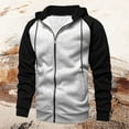 thumbnail image 2 of Wuxian Men Sweatshirts Zip Up Hood Long Sleeve Color Block Sport Hoodie Cardigan Sweatshirt With Pocket Loose Fit Fall Winter Clothes,Bk4,Xl, 2 of 3